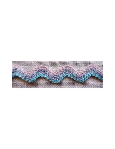 Galon serpentine tricolore - Bleu/sable - 14 mm