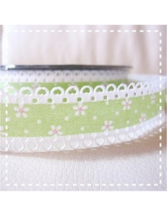 Ruban frise imprimé avec petites fleurs - vert