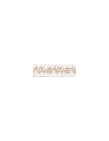 Ruban frise fleurs beige/écru - Col 3, 11 mm