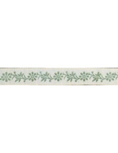 Ruban frise fleurs vert clair/blanc - Col 5, 11 mm