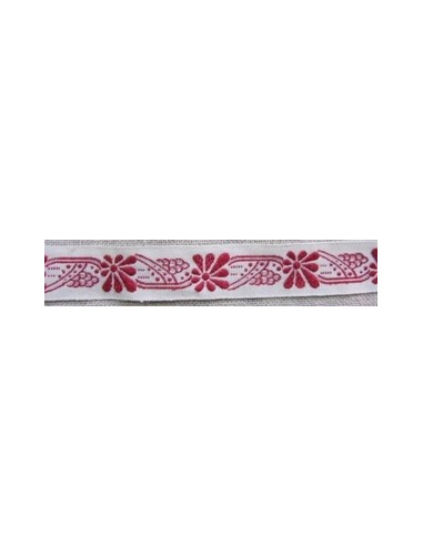 Ruban frise raisin rouge/blanc - Col 15, 14 mm