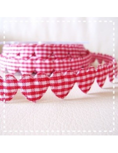 Ruban guirlande de coeurs vichy - rouge - 15 mm