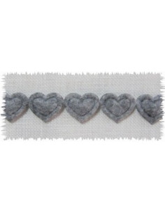 Galon coeurs thermocollants - gris