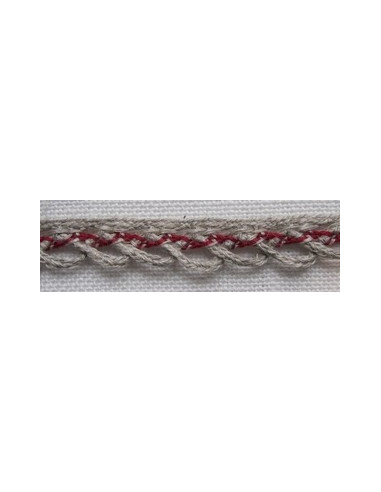 Galon dentelle lin-coton nature-medoc, 11 mm