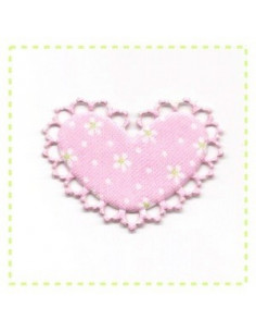 Coeur en tissu et feutrine - rose