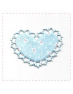 Coeur en tissu et feutrine - bleu