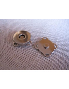 Bouton/fermoir magnétique à coudre - argenté - 14 mm