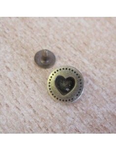 Bouton rivet - Rond avec Coeur - 13 mm